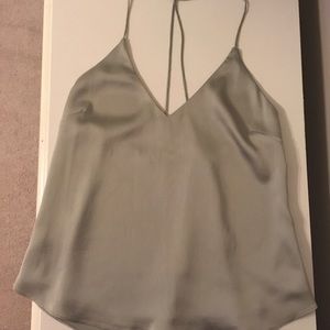 Light green-metallic silk top